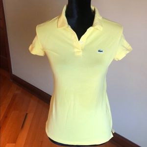 Lacoste Two Button Down Yellow Polo Shirt Size 34✨
